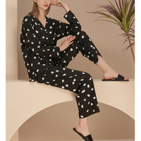 Cute Black Ghost Print Pajama Set