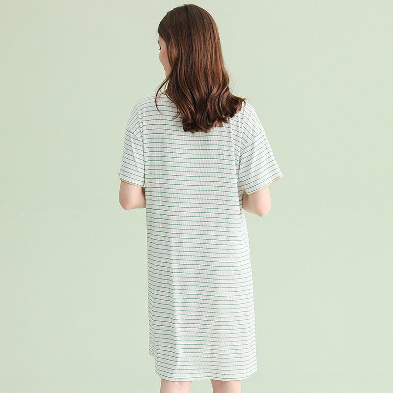 Round Neck Striped Sleepdress