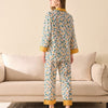 Leaves Printed Trimmed Pajama Set