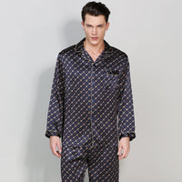 16 Momme 100% Mulberry Silk Men's Printed Long Sleeve Pajamas Set