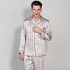 16 Momme 100% Mulberry Silk Men's Printed Long Sleeve Pajamas Set