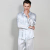 16 Momme 100% Mulberry Silk Men's Printed Long Sleeve Pajamas Set