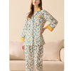 Leaves Printed Trimmed Pajama Set