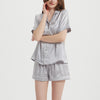 Comfortable Silk Pajama Set With Short Sleeves And Shorts