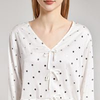 White Polka Dots Print Pajama Set