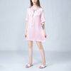 Stitch Embroidery Half Sleeves Silk Nightdress