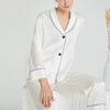 Shawl Collar Trimmed Silk Pajama Set