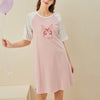 Pink Butterfly Printed Short Sleeves Sleepdress