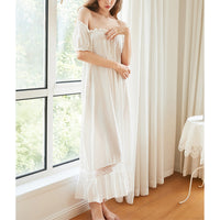 White Boat Neck Lace-up Cotton Dress