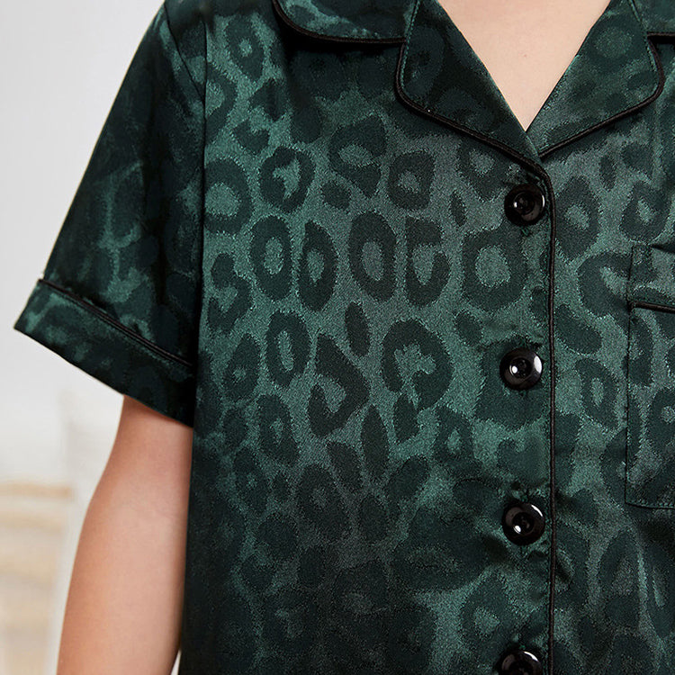 Green Leopard Print Kids' Pajamas