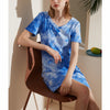 Blue Tie-dye Short Sleeves Sleepdress