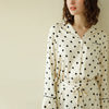 Beige Polka Dots Print Long Sleeved Pajama Set