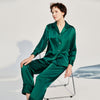 100% Mulberry Silk Pinstriped Sweet Long Sleeve Trousers Pajamas Set