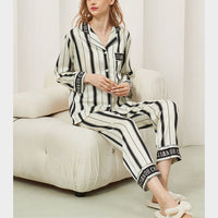 White Wave Striped Pajama Set