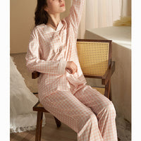 Pink Houndstooth Print Pajama Set