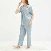 Light Blue Satin Short Sleeves Pajama Set