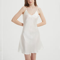 Women's Thin Mulberry Silk Solid Color Short Nightdress