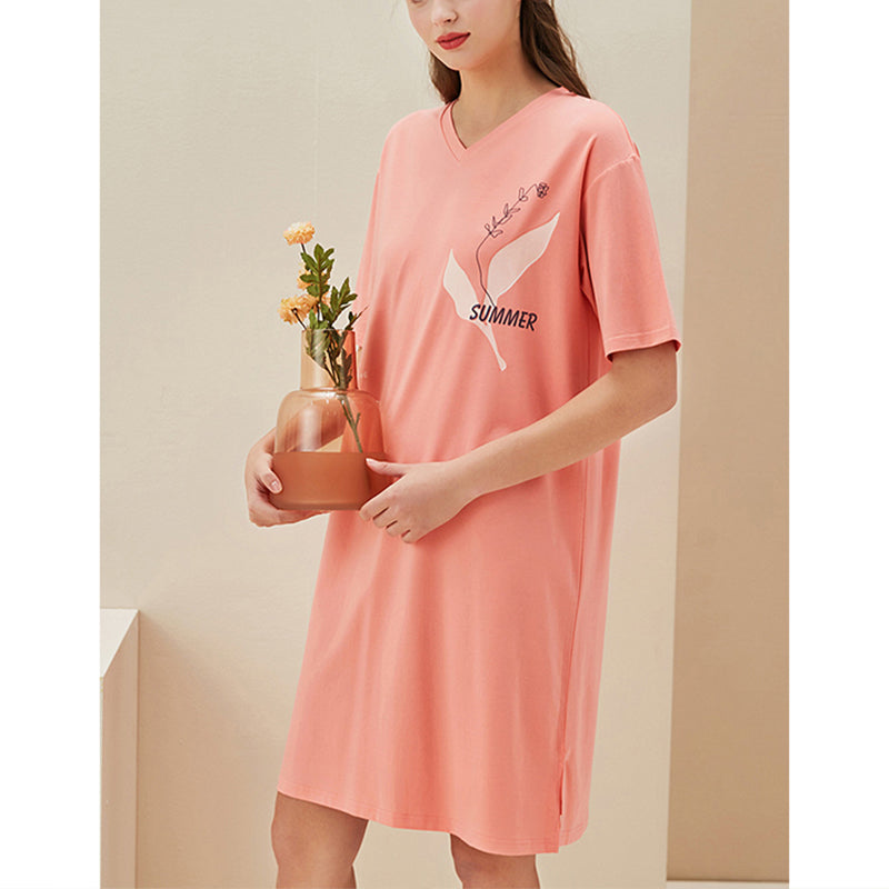 V-neck Short Sleeves Sleepdress