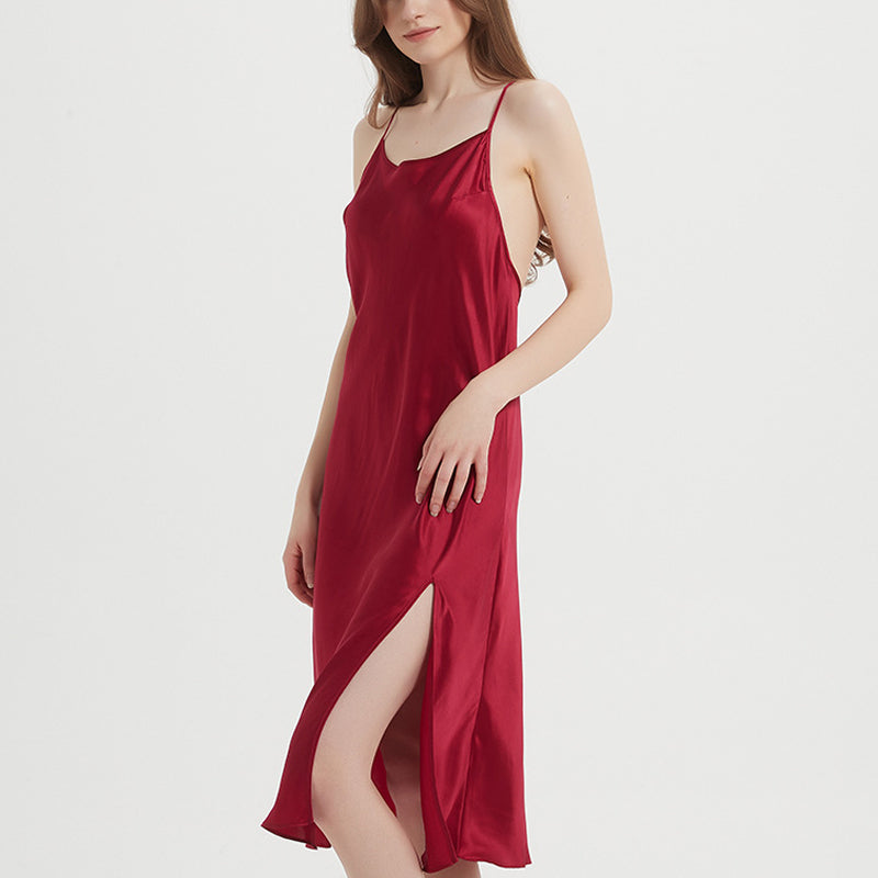 Silk Suspender Long Dress Sexy Suspender Pajamas