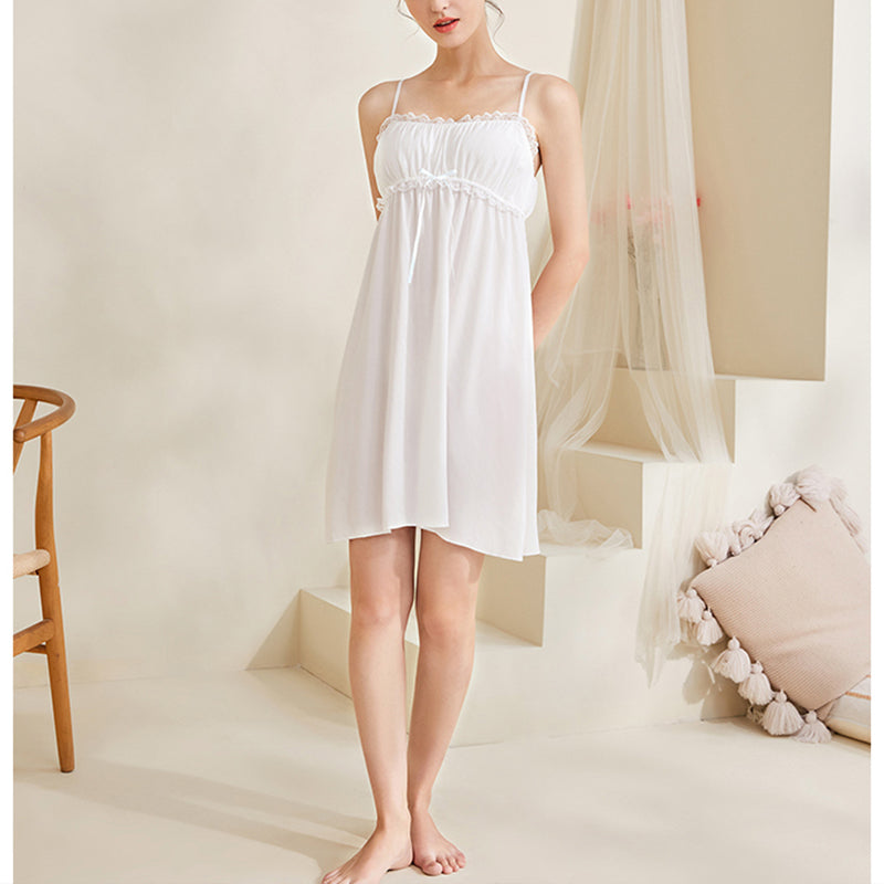 White Cotton Suspender Nightdress