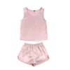 Pink Silk Tank Top Shorts Suit Summer Sleeveless Shirt