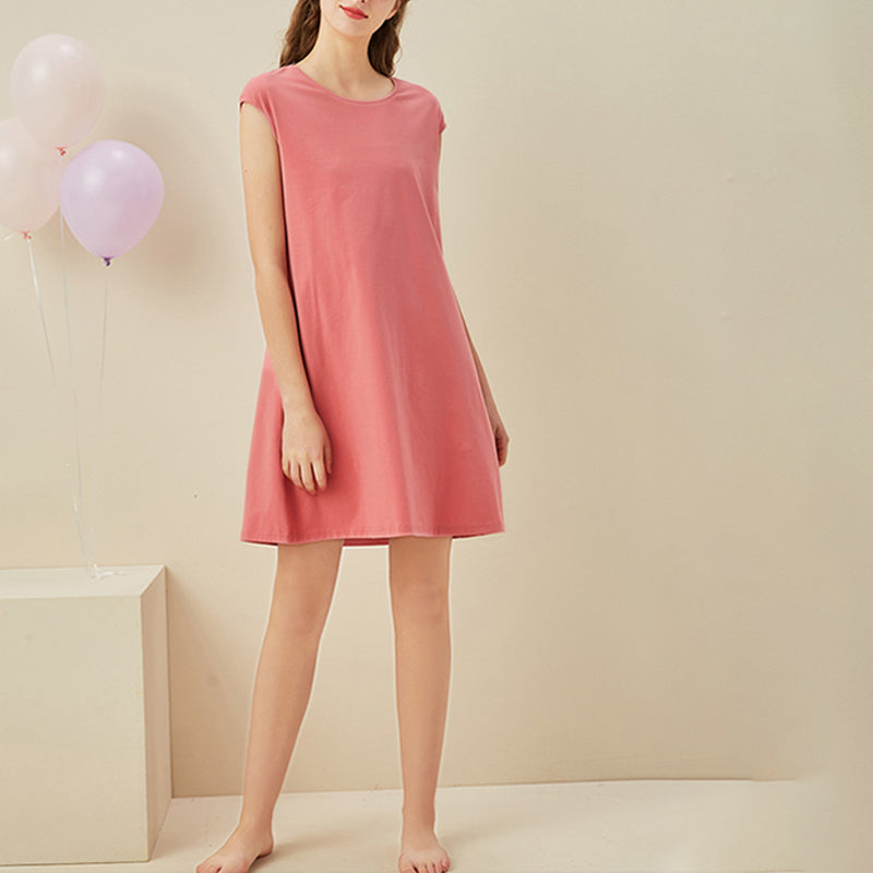 Round Neck Capped Sleeved Sleepdress