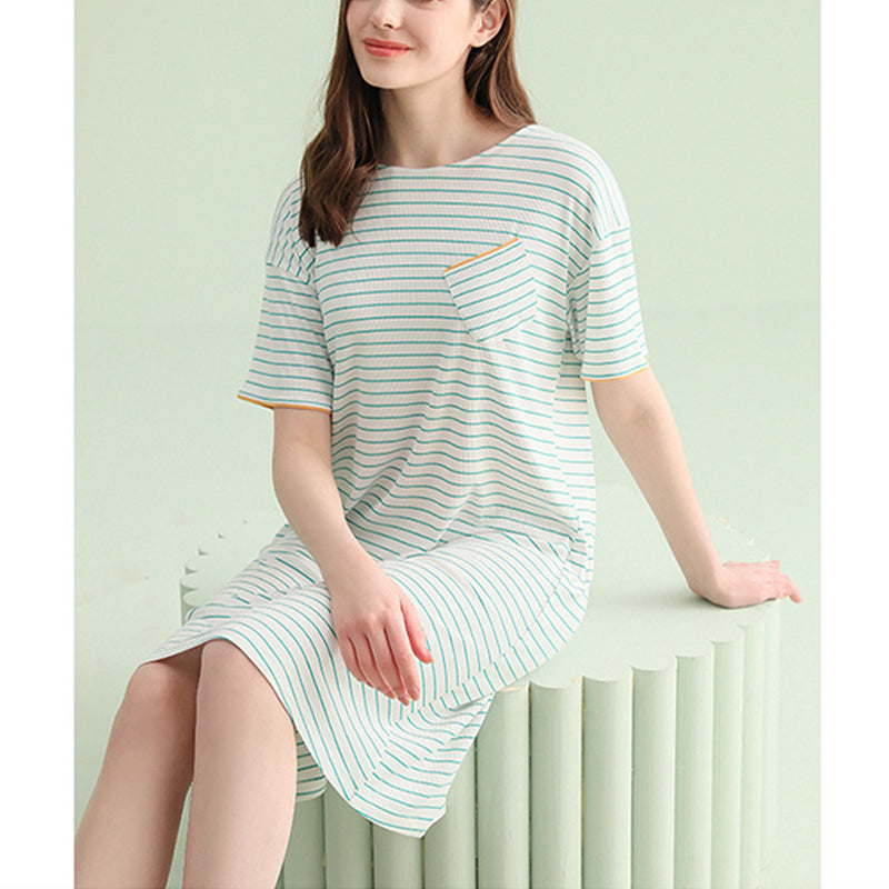 Round Neck Striped Sleepdress