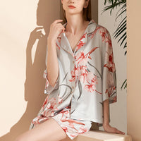 Flowers Printed 3/4 Sleeves Pajama Set