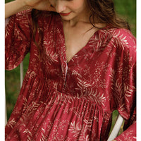 Red Leaves Printed Nightgown