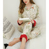 Flowers Print Trimmed Long Sleeved Pajama