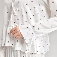 White Polka Dots Print Pajama Set