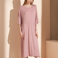 Pink Round Neck Tie Waist Sleepdress