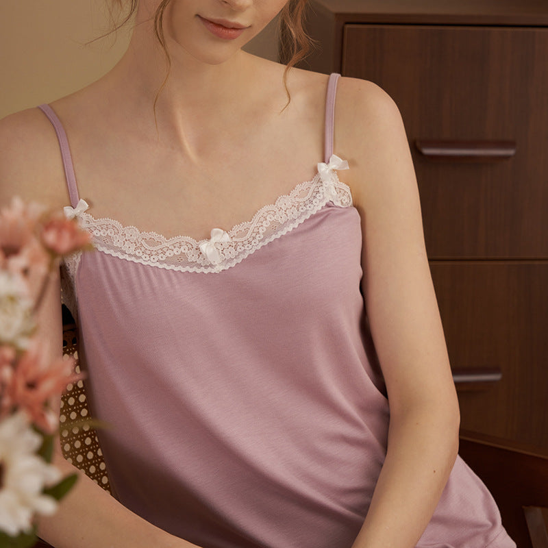 Lilac Lace Trimmed Camisole Set