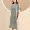 Round Neck Short Sleeved Sleepdress with Pockets