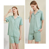 Women's Notched Collar Couple Short Pajama Set