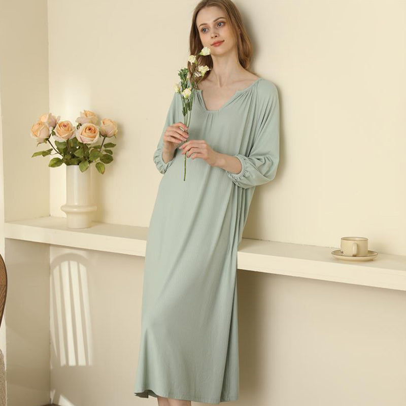 Extra Long Thin Solid Color One Piece Nightgown