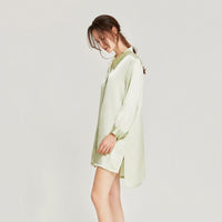 100% Mulberry Silk Solid color Long Sleeve Shirt Dress