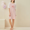 Pink Butterfly Printed Short Sleeves Sleepdress