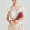 Apricot Round Neck Silk Nightdress with Lace Detail