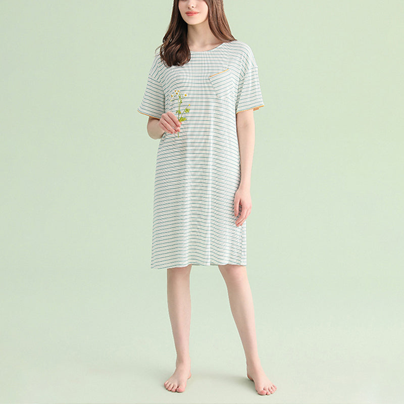 Round Neck Striped Sleepdress