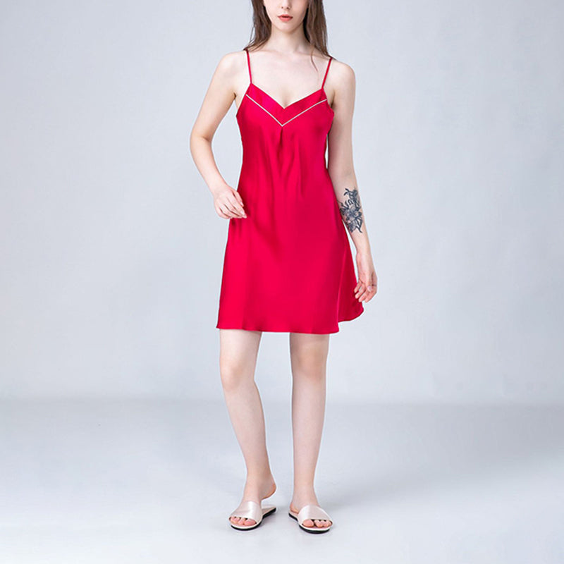 V Neck Silk Cami Sleep Dress