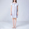 Flower Embroidered Tie Collar Silk Nightdress