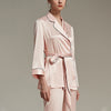 Pink Trimmed Notched Collar Pajama Set