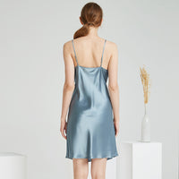 V Neck Silk Chemise with Pleating Design