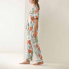 Flowers & Leaves Print Pajama Set