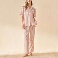 Pink Check Print Round Neck Pajama Set
