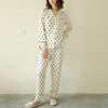 Beige Polka Dots Print Long Sleeved Pajama Set