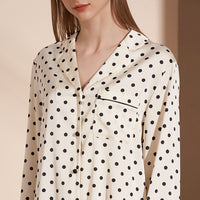 Apricot Polka Dots Print Long Sleeved Pajama Set