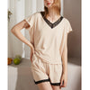 Apricot V-neck Pajama Short Set