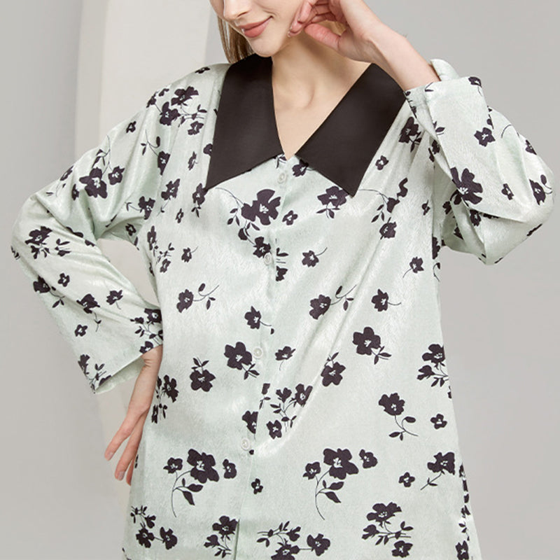 Floral Print Satin Pajama Set